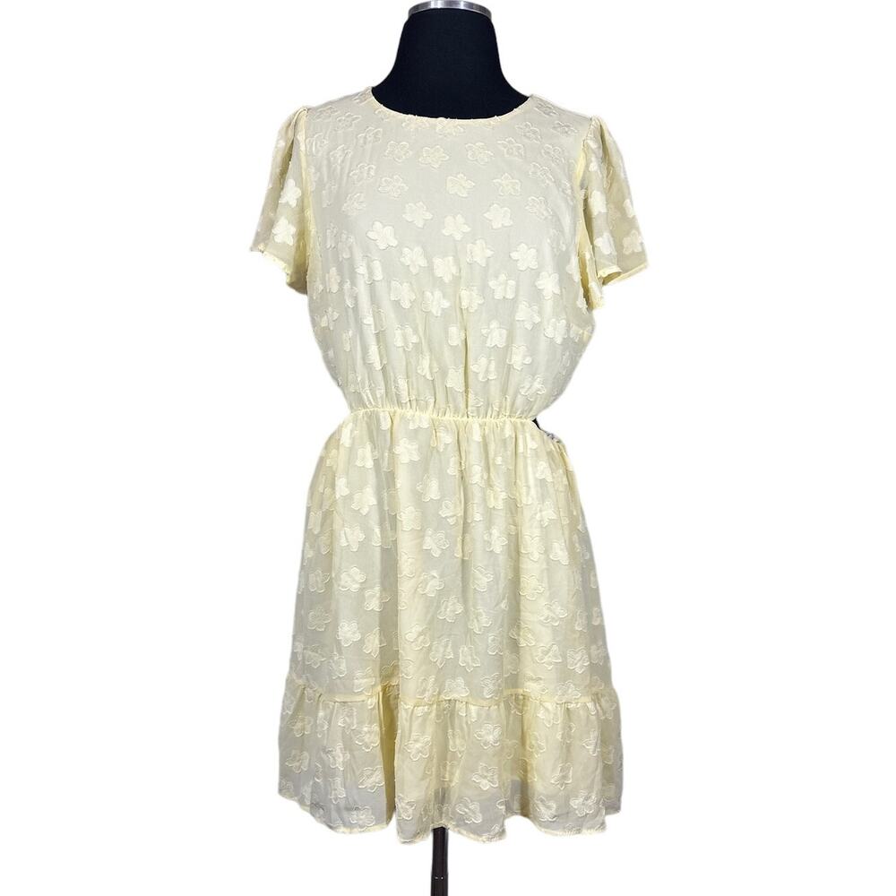 Show Me Your MuMu Merritt Mini Dress Yellow Daisy Side Cutouts Mini Size L